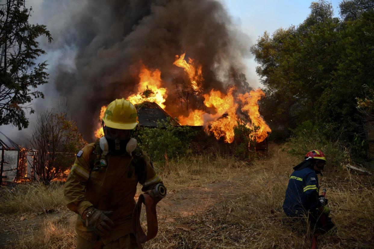 Un incendie est en cours dans le Péloponnèse.  - STR / Eurokinissi / AFP