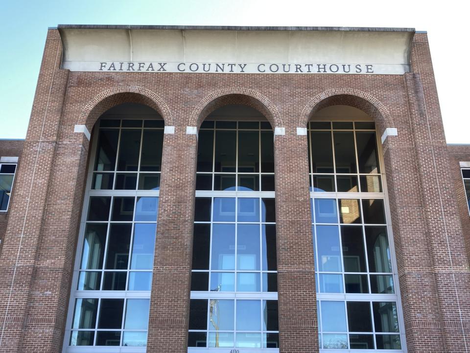 A judge at the Fairfax County, Va., Courthouse, seen here on Tuesday, March 7, 2023, has ruled that frozen embryos can legally be considered property or "chattel," basing his opinion in part on how state law treated slaves before the Civil War. The ruling by Fairfax County Circuit Court Judge Richard Gardiner is being criticized by some lawyers for wrongly and unnecessarily delving into precedents from a time in Virginia history when it was legally permissible to own human beings. (AP Photo/Matthew Barakat)