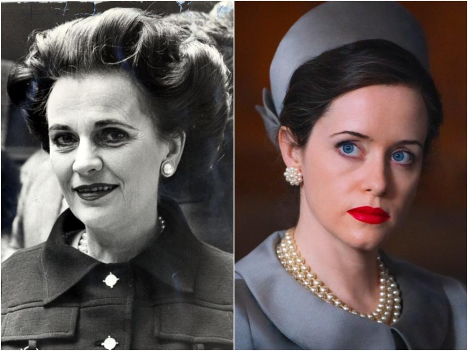 The Duchess of Argyll and Claire Foy, who is portraying her (Shutterstock, BBC)