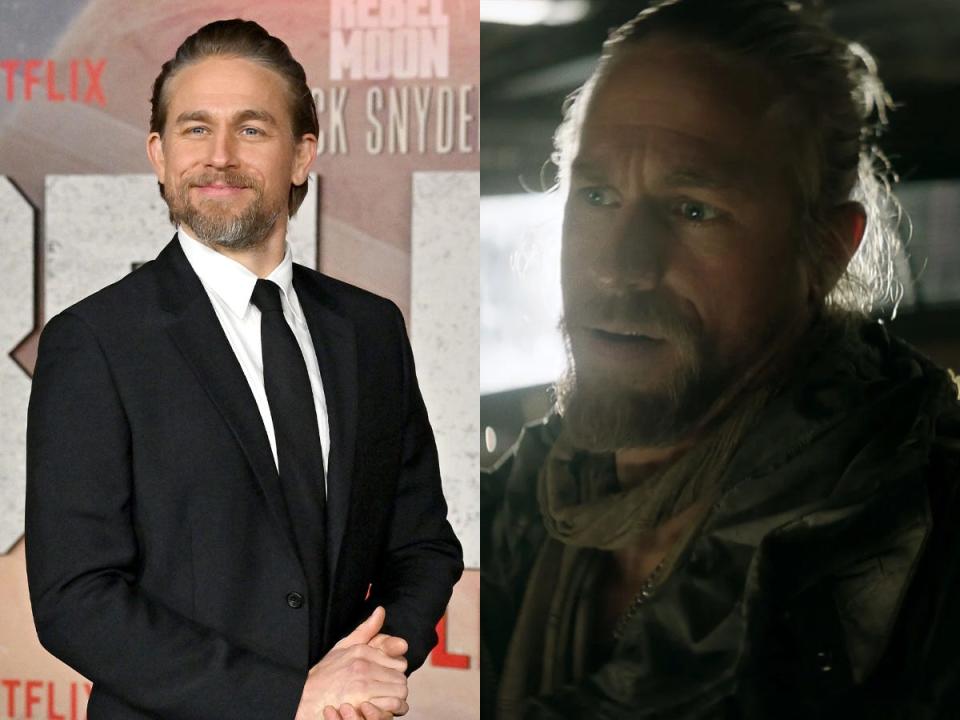 Charlie Hunnam at the Los Angeles Premiere of Netflix's "Rebel Moon - Part One: A Child of Fire" at TCL Chinese Theatre and as Kai.