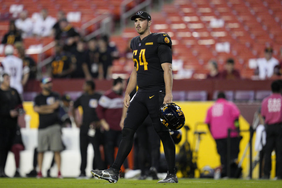 Camaron Cheeseman #54 of the Washington Commanders. (Photo by Jess Rapfogel/Getty Images)