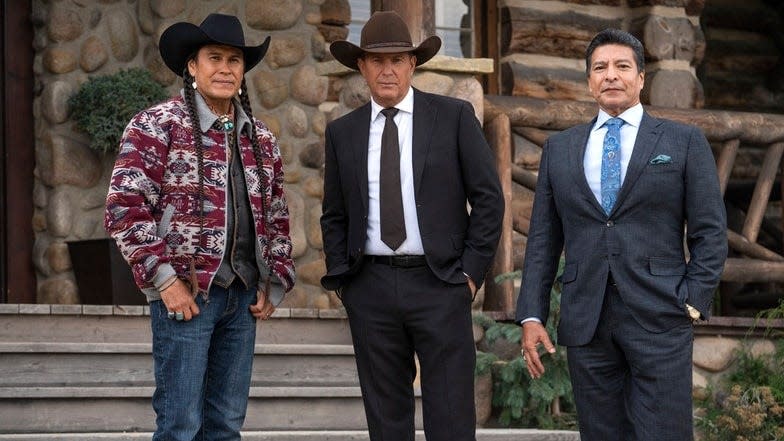 "Yellowstone": Mo Brings Plenty, Kevin Costner and Gil Birmingham.