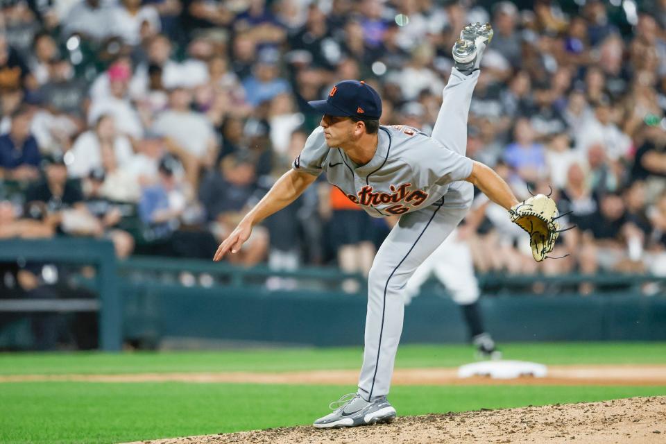 Tigers pitcher Beau Brieske delivers against the White Sox during the fifth inning on Thursday, July 7, 2022, in Chicago.