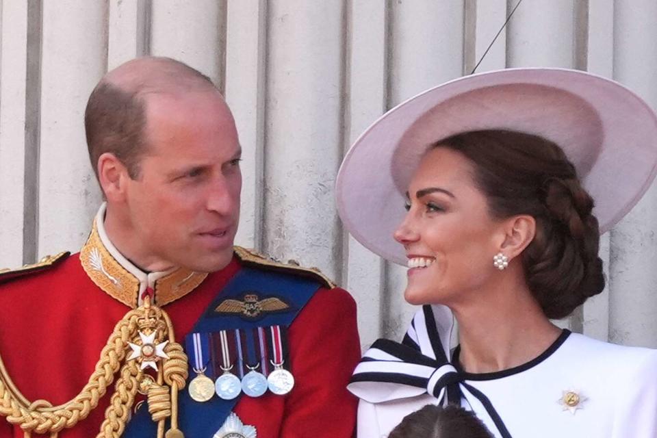 <p>Gareth Fuller/PA Images via Getty</p> Prince William and Kate Middleton attend Trooping the Colour on June 15, 2024