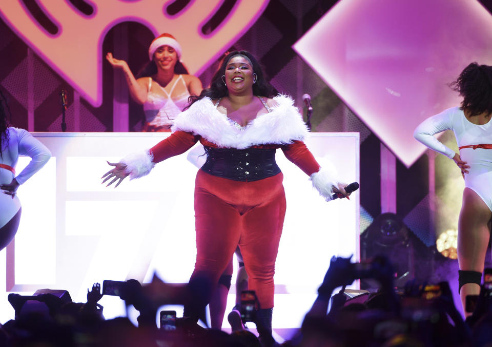 Singer Lizzo performs at Z100's iHeartRadio Jingle Ball 2019 at Madison Square Garden on Friday, Dec. 13, 2019, in New York. (Photo by Evan Agostini/Invision/AP)