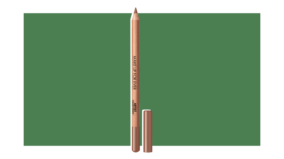 Reach for the Makeup Forever Artist Color Pencil in “600 Anywhere Caffeine” to line your lips, eyes, and to fill in your brows.