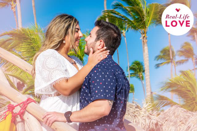 <p>Secrets Royal Beach Punta Cana</p> Sasha Ebrahimi and Daniel Gutierrez at their engagement photoshoot at Secrets Royal Beach Punta Cana in the Dominican Republic on Dec. 15, 2022.