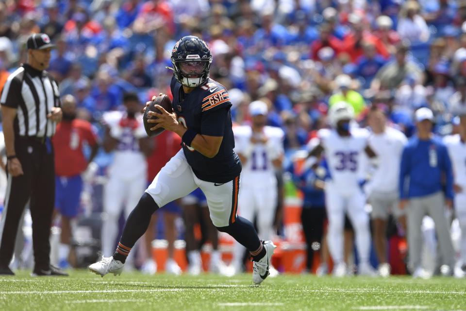 Caleb Williams had some highlights in his limited Bears debut. (AP Photo/Adrian Kraus)