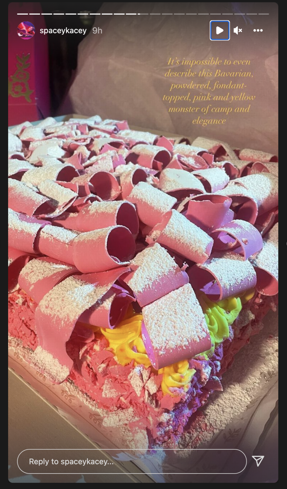 On her Instagram story, Kacey Musgraves showed off the two pink champagne cakes she had delivered from the Madonna Inn to her concert at the Crypto.com Arena in Los Angeles on Feb. 20, 2022.