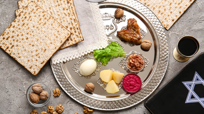 traditional passover foods on platter
