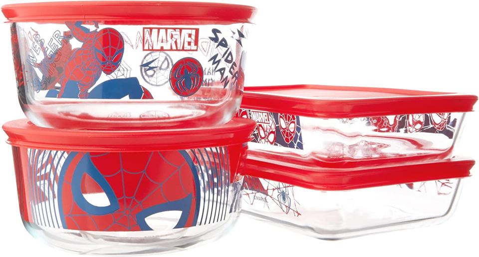 Pyrex 8-Pc Glass Food Storage Container Set: Spider-Man