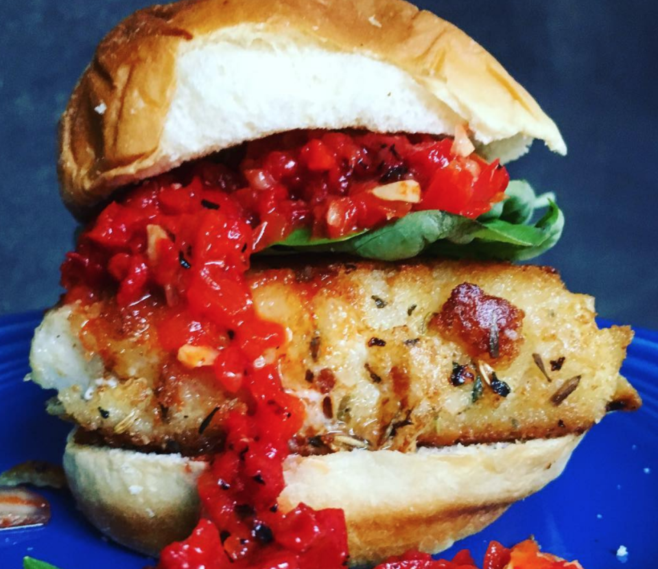 Fried Fish Sandwich with Romesco