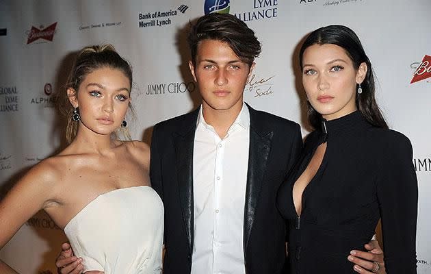 Gigi, Anwar and Bella Hadid. Source: Getty