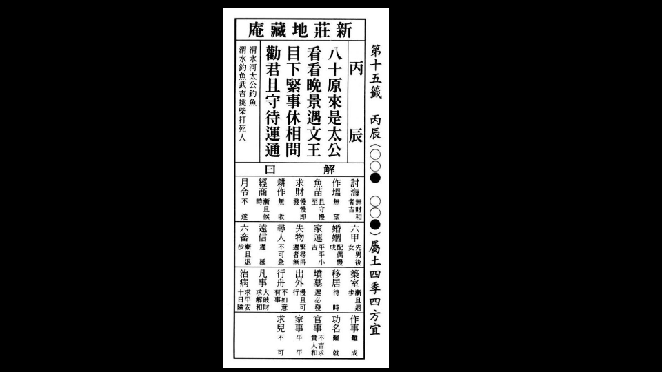 六十甲自子第十五籤。（圖／翻攝自籤詩網）