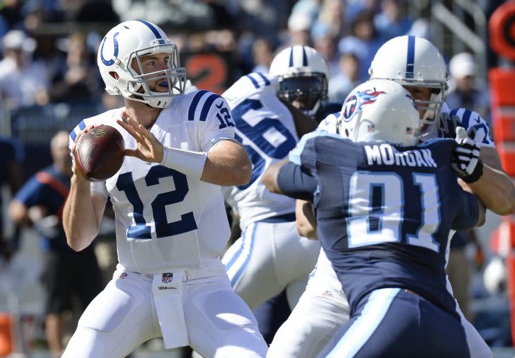 Andrew Luck threw three touchdowns in a Colts win over the Titans (AP)