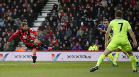 Britain Football Soccer - AFC Bournemouth v Liverpool - Premier League - Vitality Stadium - 4/12/16 Bournemouth's Ryan Fraser scores their second goal Action Images via Reuters / Paul Childs Livepic
