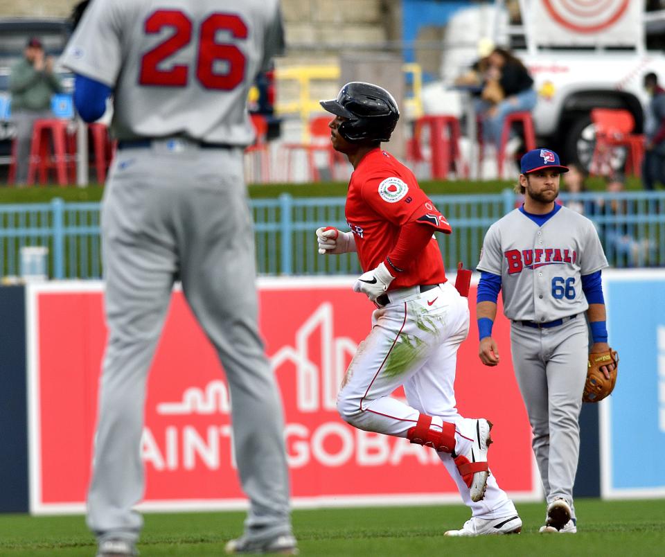 Worcester's Jeter Downs has hit seven homers so far this season for the WooSox.