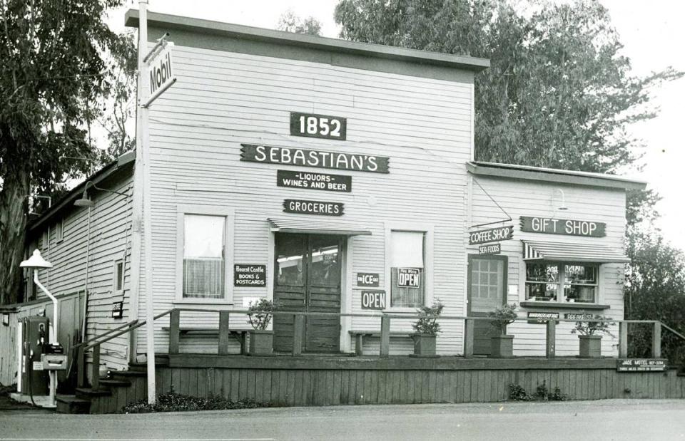 An undated photo of Sebastian’s store in San Simeon. The store has been in operation since 1852. The structure is made up of two buildings built and combined in the 1860s, moved to the site from a nearby whaling camp. The Hearst Corp is now restoring it.