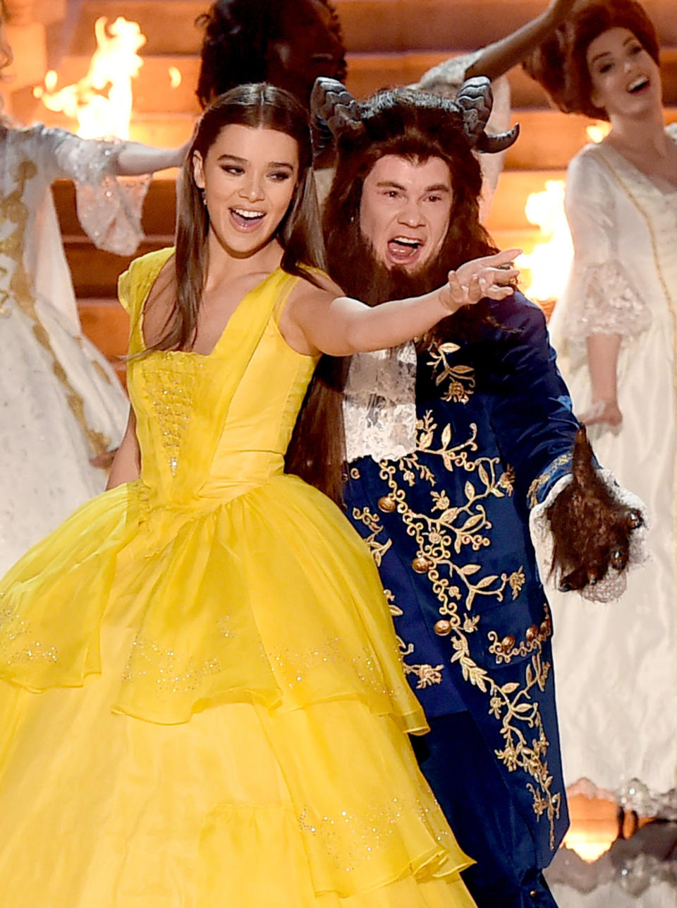 Host Adam DeVine and actor Hailee Steinfeld perform onstage during the 2017 MTV Movie And TV Awards at The Shrine Auditorium on May 7, 2017 in Los Angeles, California.&nbsp;