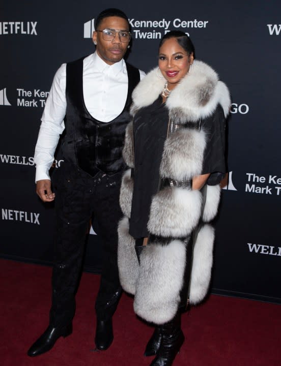 Nelly, left, and Ashanti attend the Kennedy Center for the Performing Arts 25th Annual Mark Twain Prize for American Humor presented to Kevin Hart on Sunday, March 24, 2024, in Washington. (Photo by Owen Sweeney/Invision/AP)