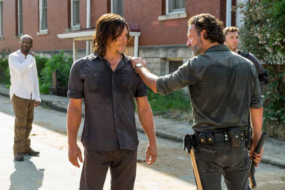 Norman Reedus as Daryl and Andrew Lincoln as Rick in <em>The Walking Dead</em> (Credit: Gene Page/AMC)