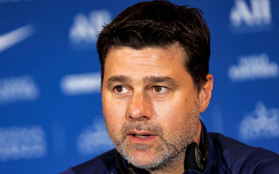 Paris Saint-Germain's Argentinian head coach Mauricio Pochettino gives a press conference during the spring training camp in Qatar's capital Doha on May 15, 2022 - Getty Images/Karim Jaafar