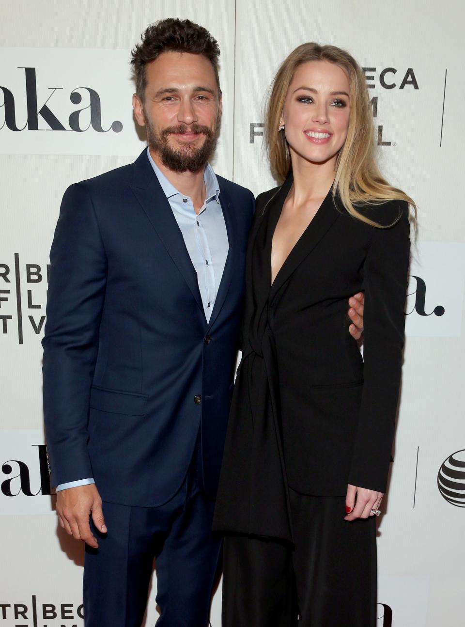 James Franco and Amber Heard attend the premiere of "The Adderall Diaries" during the 2015 Tribeca Film Festival at BMCC Tribeca PAC on April 16, 2015, in New York City.