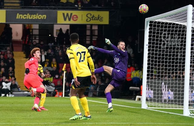 Josh Sargent, left, gives Norwich the lead with an improvised finish