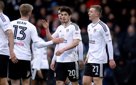 Soccer Football - Championship - Fulham vs Queens Park Rangers - Craven Cottage, London, Britain - March 17, 2018 Fulham's Lucas Piazon celebrates scoring their second goal Action Images/Adam Holt