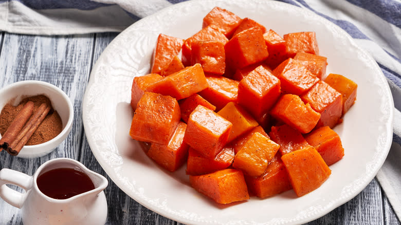 Squash with maple syrup