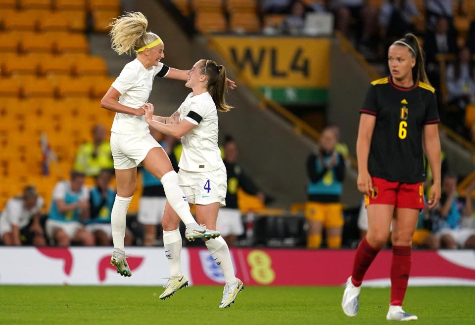 Chloe Kelly (left) celebrates after the first goal (Nick Potts/PA) (PA Wire)