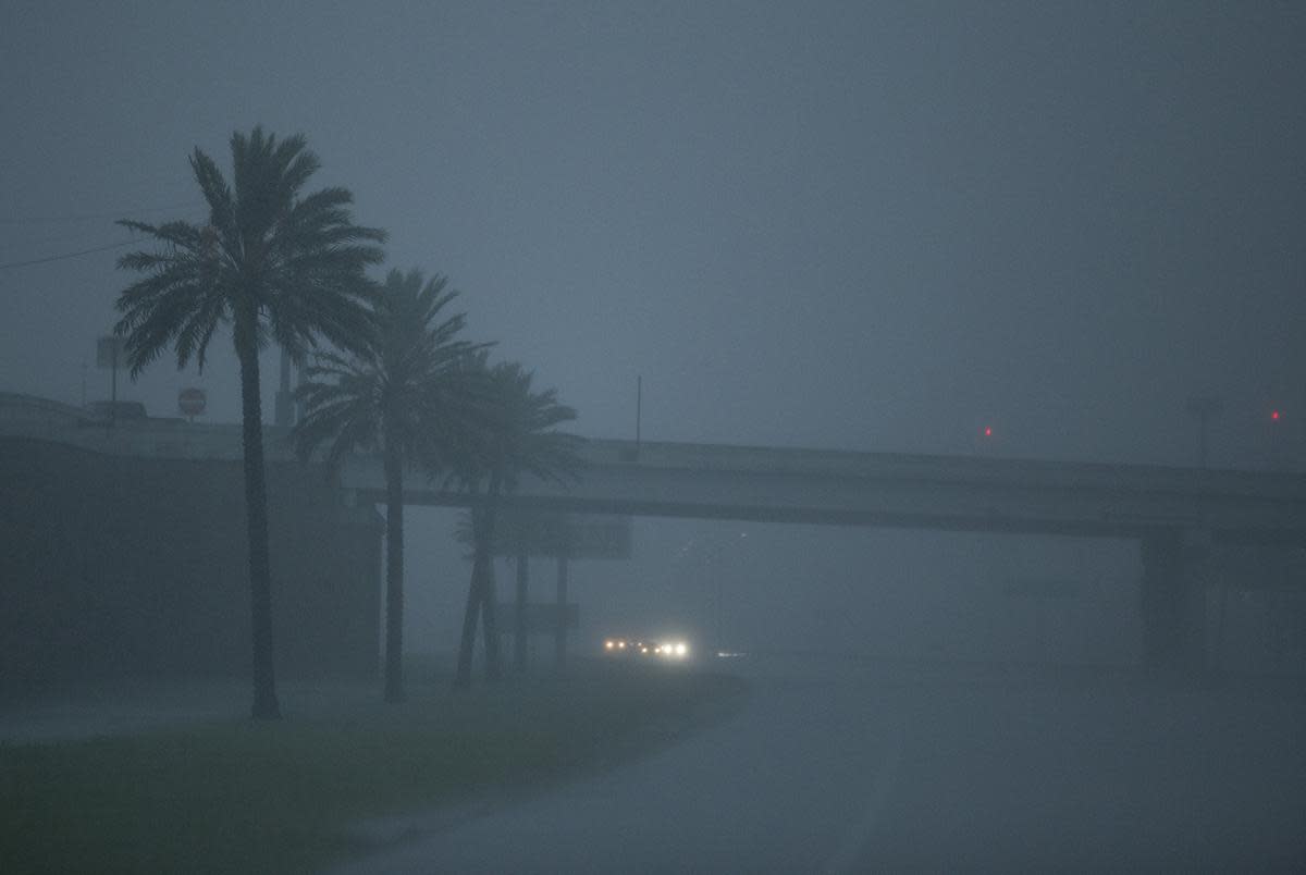 Highway 225 in Deer Park along the Houston Ship channel during a heavy downpour from Hurricane Harvey on Saturday Aug. 26, 2017. Deer Park is in U.S. Congressional District 36.