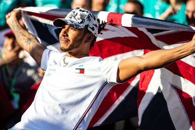 Lewis Hamilton celebrates his 2019 world title