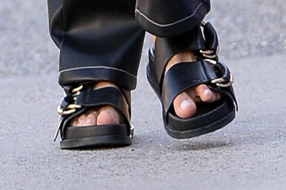 A closer view of Irina Shayk’s shoes. - Credit: Splash News