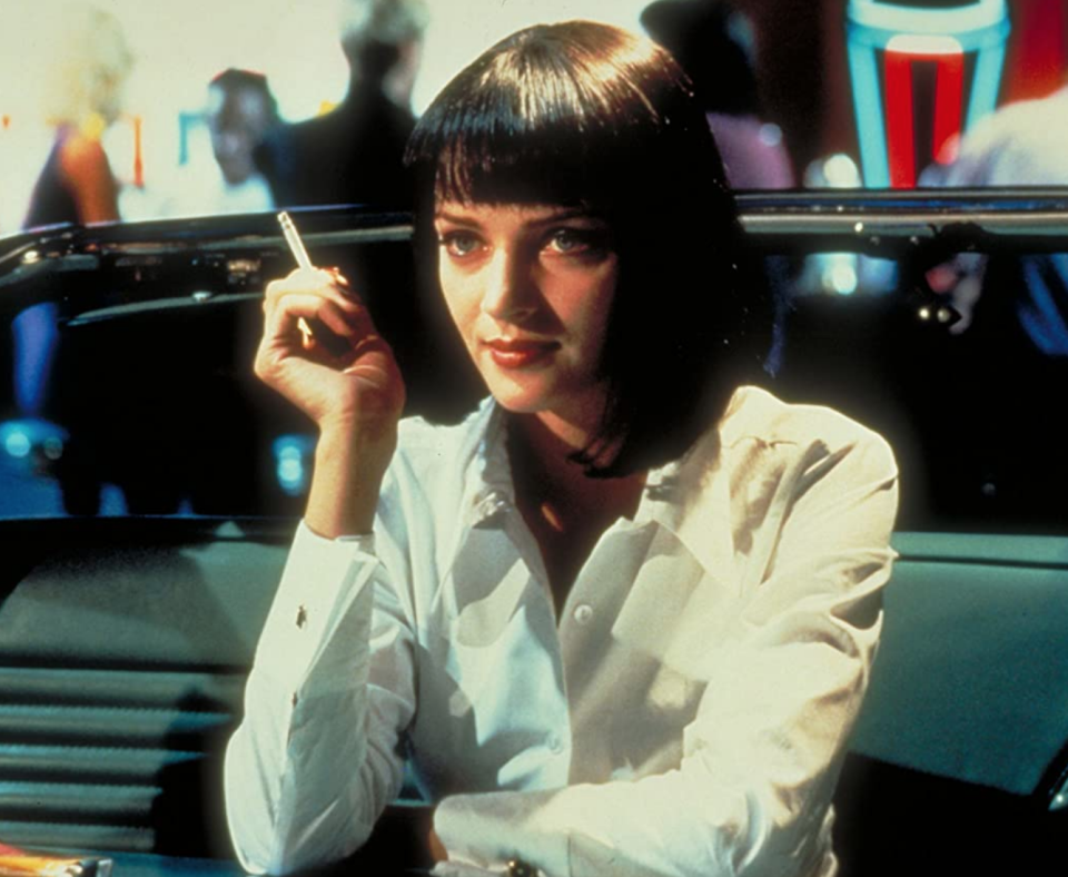 1994: Uma Thurman's Blunt Bangs in 'Pulp Fiction'