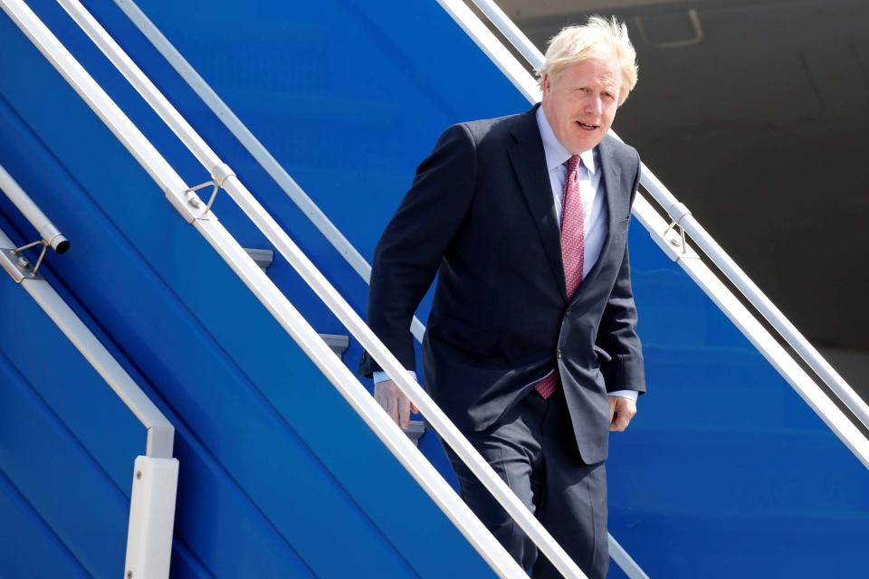 Boris Johnson arrives at Biarritz airport (REUTERS)