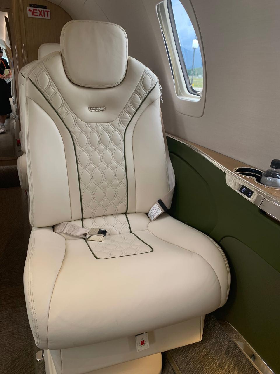 One of the seats onboard the Cessna Citation XLS Gen2.