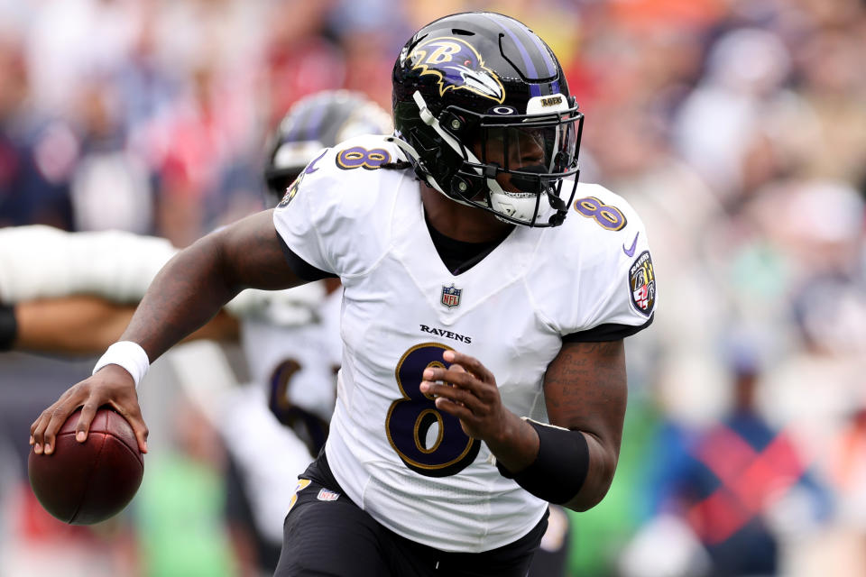 Lamar Jackson #8 of the Baltimore Ravens is a fantasy superstar.