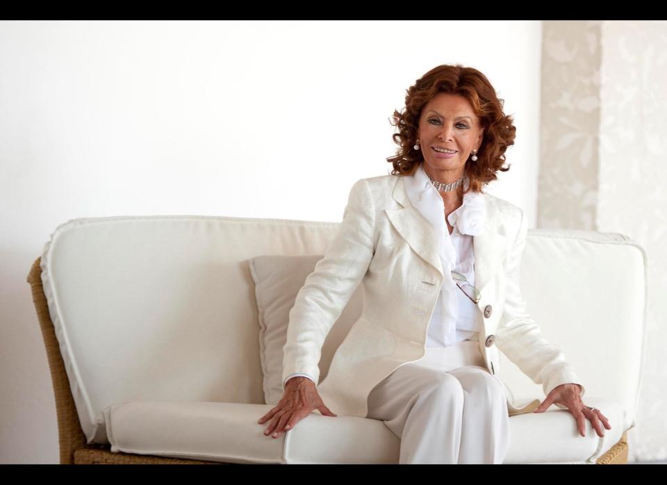 Pictured: Italian actress Sophia Loren poses during the photo call of the animated movie "Cars 2", where she dubs the voice of the character of Mama Topolino, in Rome, June 15, 2011. (Virginia Farneti, LaPresse/AP)