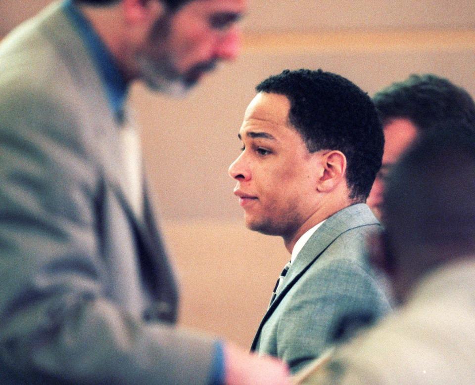 Rae Carruth was tried and convicted of orchestrating a hit on his pregnant fiancee, Cherica Adams, in 2001. (AP)