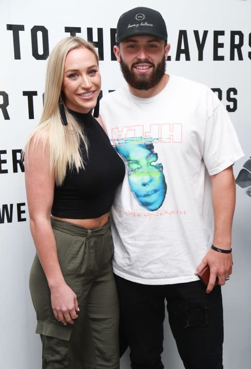 STUDIO CITY, CA – JULY 17: Baker Mayfield and Emily Wilkinson attend Players’ Night Out 2018 hosted by The Players’ Tribune on July 17, 2018 in Studio City, California. (Photo by Leon Bennett/Getty Images for The Players’ Tribune)
