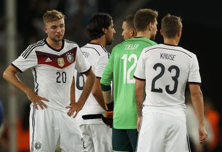 German players react after losing their international friendly soccer match against U.S. in Cologne, Germany June 10, 2015. REUTERS/Ina Fassbender