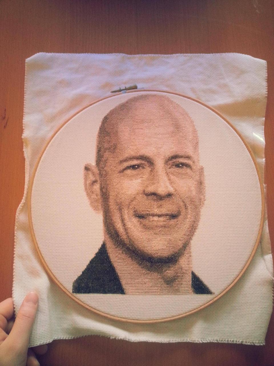 This Bruce Willis cross stitch