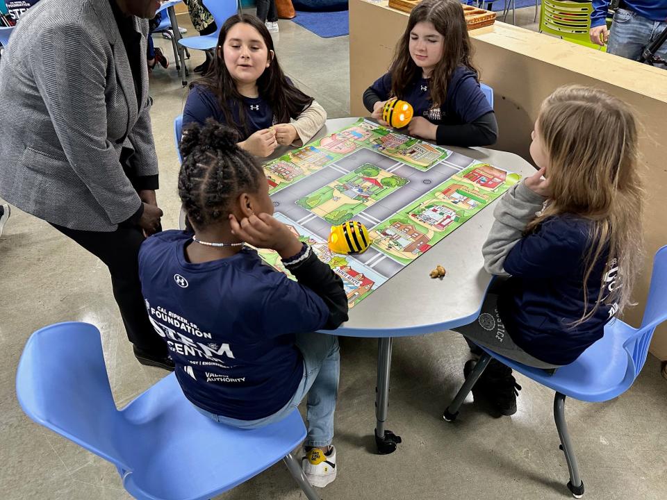 Young people interact with new STEM-focused games at the South Knoxville Boys & Girls Vestal Club on Jan. 26, 2024.