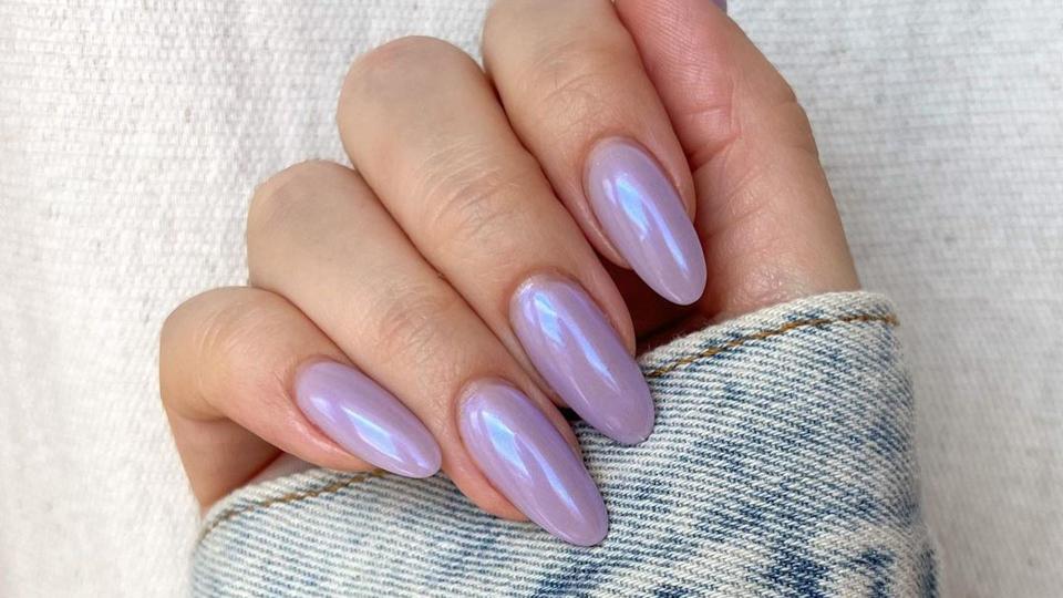 Lavender chrome nails 