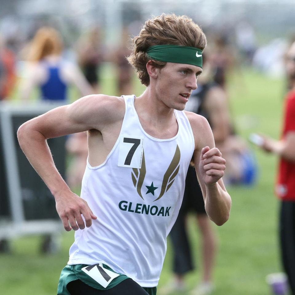 GlenOak's Tommy Rice competes in the boys 1,600-meter run at last month's Federal League Track and Field Championships. Rice won the race and helped lead the Golden Eagles to the team title.