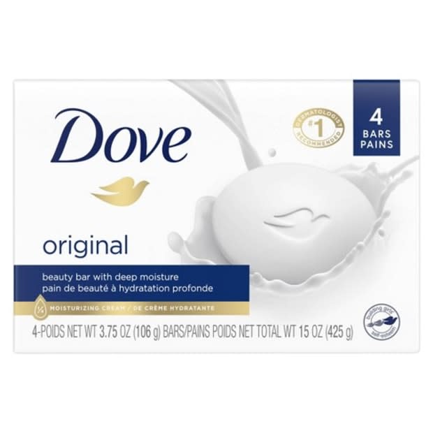 <p>Dove Beauty Bar, $6, <a href="https://shop-links.co/1778043238762389348" rel="nofollow noopener" target="_blank" data-ylk="slk:available here;elm:context_link;itc:0;sec:content-canvas" class="link ">available here</a>.</p>