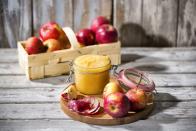 <p>Believe it or not, unsweetened <a href="https://www.goodhousekeeping.com/food-recipes/a28943684/applesauce-recipe/" rel="nofollow noopener" target="_blank" data-ylk="slk:applesauce;elm:context_link;itc:0;sec:content-canvas" class="link ">applesauce</a> can make a great substitute for vegetable oil in your baked goods if you're looking to reduce the overall fat content of a recipe. We suggest experimenting with this a bit — try substituting applesauce for half of the vegetable oil to get familiar with how it affects the taste and texture of your favorite recipes.</p>