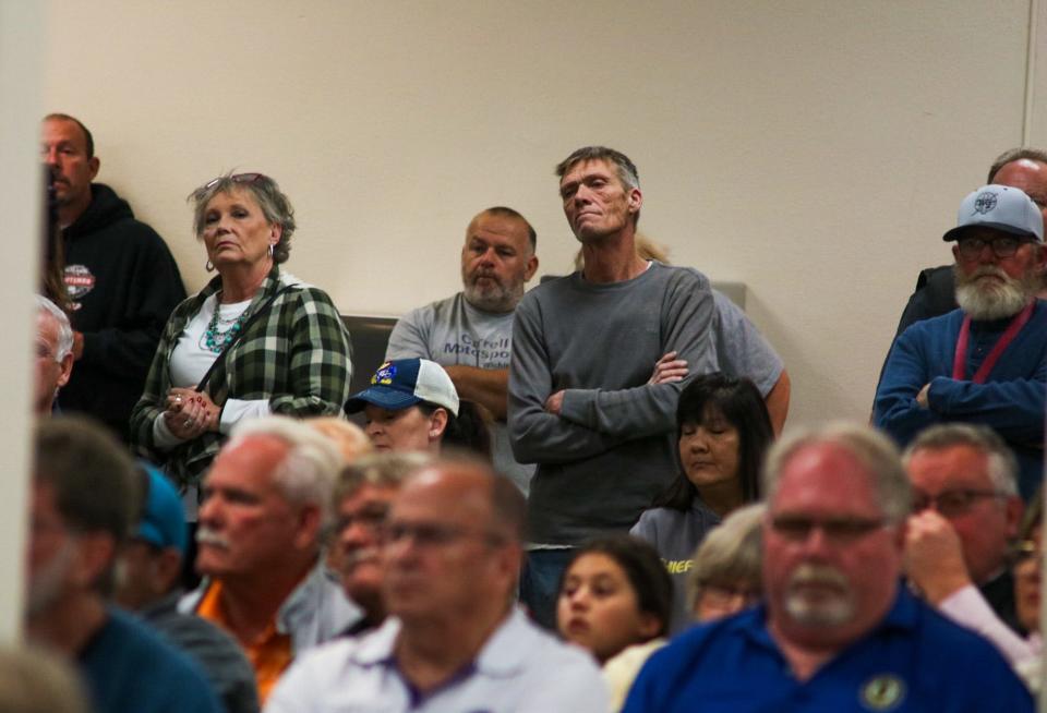 More than 100 people showed with many reserved to standing room only at the Nov. 14 Kansas State Fair board meeting where proposals on the dirt race track were heard.