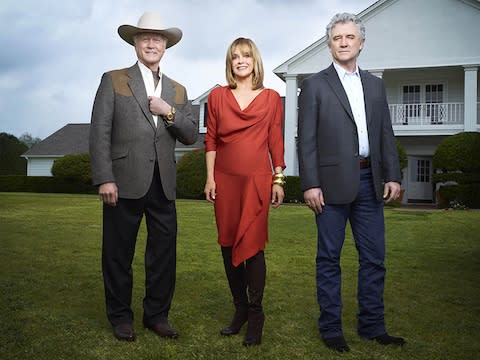 Patrick Duffy, Larry Hagaman and Linda Gray in the new Dallas TV series in 2012 - Credit: Supplied by LMK